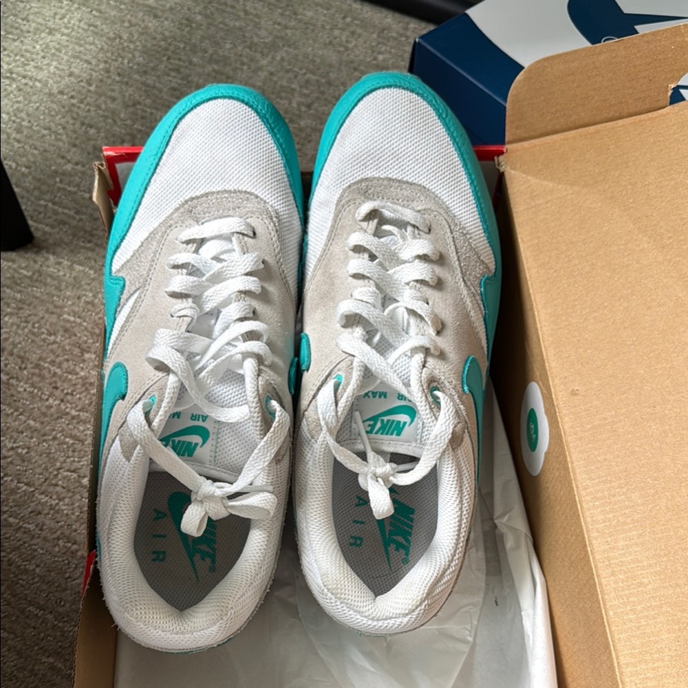 Nike Air Athletic Shoes - White and Teal